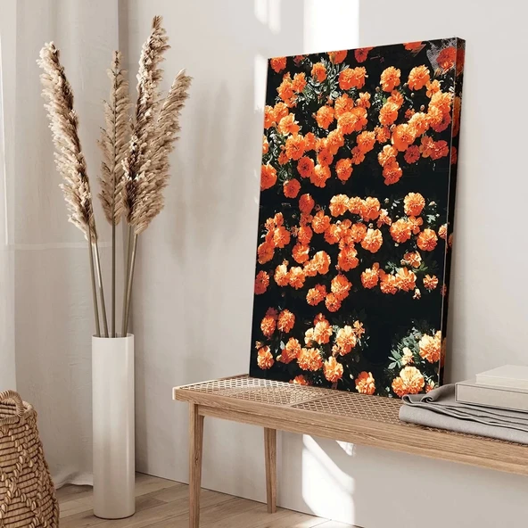Turuncu Çiçekler Kanvas Tablo - Resim 3