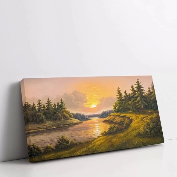 Vadide Gün Batımı Kanvas Tablo - Resim 2