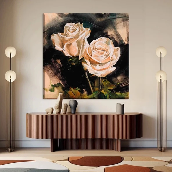 Dekoratif Pembel Güller Kanvas Tablo - Resim 3