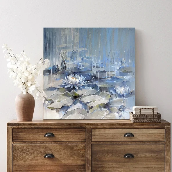 Göldeki Nilüfer Çiçeği Kanvas Tablo - Resim 3