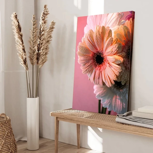 Pembe Çiçek Kanvas Tablo - Resim 3