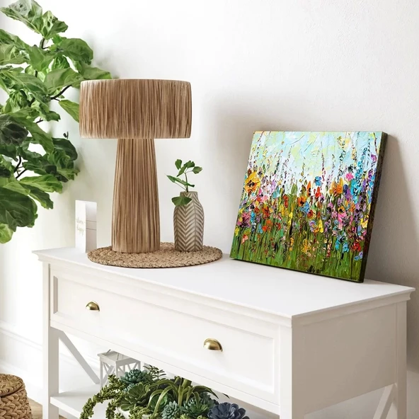 Soyut Kalın Çiçekler Kanvas Tablo - Resim 3