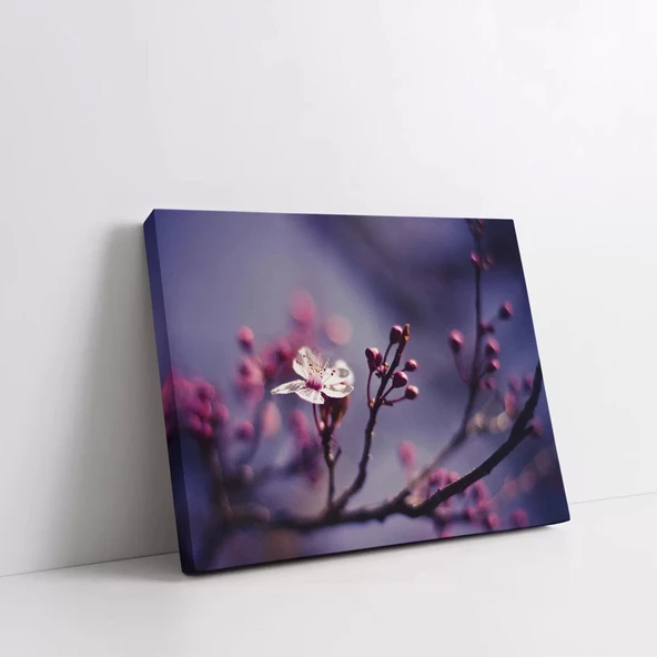 Beyaz Pembe Çiçek Kanvas Tablo - Resim 2