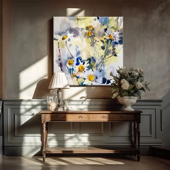 Mavi Çiçekler Kanvas Tablo ürün görseli