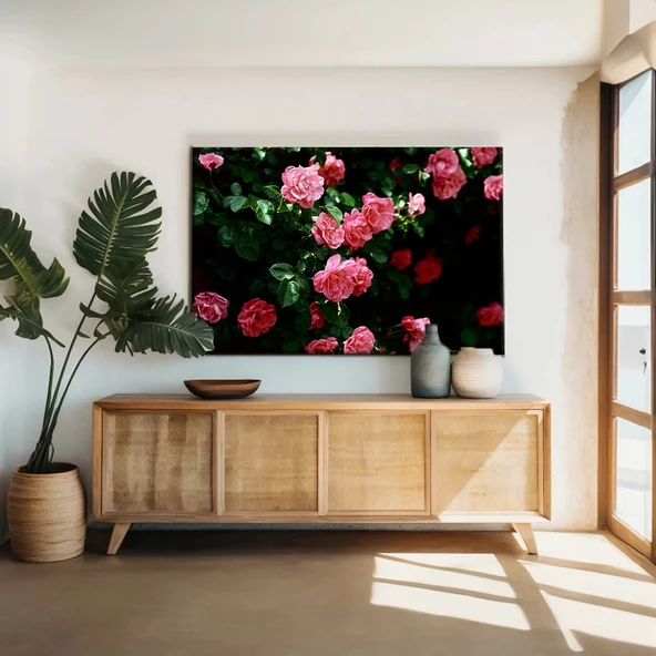 Pembe Gül Çiçekleri Kanvas Tablo ürün görseli