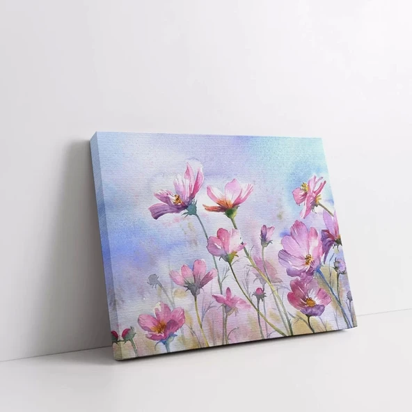 Mor Çiçekler Kanvas Tablo - Resim 2
