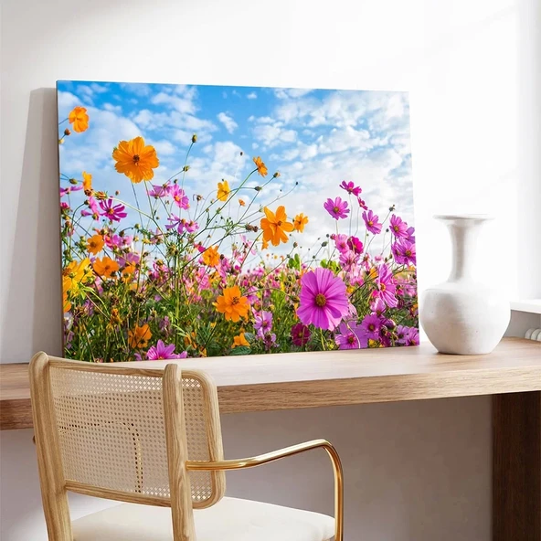 Rengarenk Çiçek Tarlası Kanvas Tablo - Resim 3