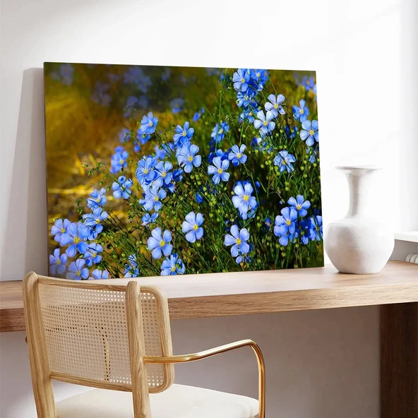 Mavi Çiçek Tarlası Kanvas Tablo - Resim 3
