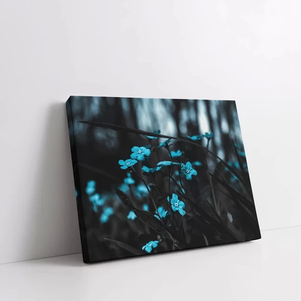 Tarladaki Mavi Çiçekler Kanvas Tablo - Resim 2