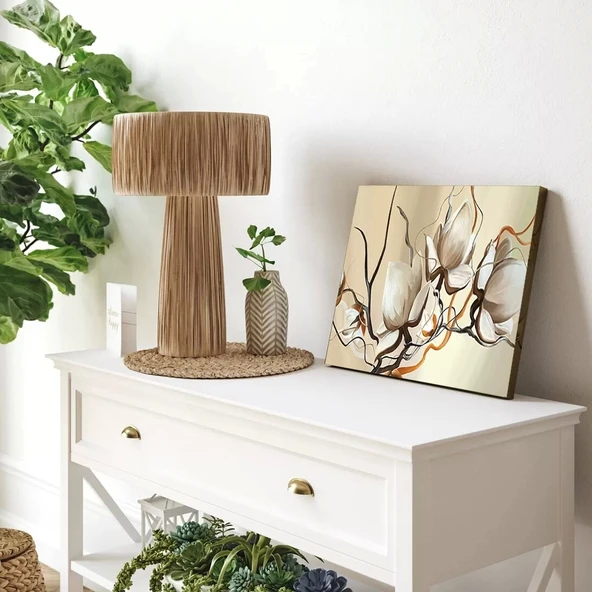 Dallardaki Beyaz Çiçekler Kanvas Tablo - Resim 3