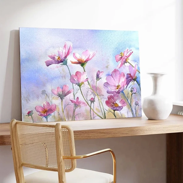 Mor Çiçekler Kanvas Tablo - Resim 3