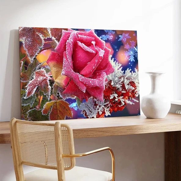 Soyut Pembe Gül Kanvas Tablo - Resim 3