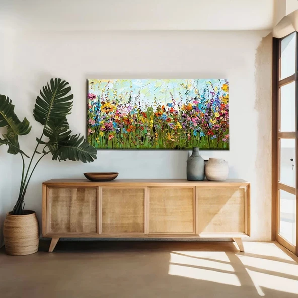 Soyut Kalın Çiçekler Kanvas Tablo ürün görseli