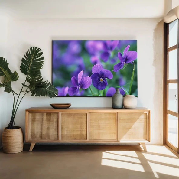 Mor Çiçekler Kanvas Tablo ürün görseli