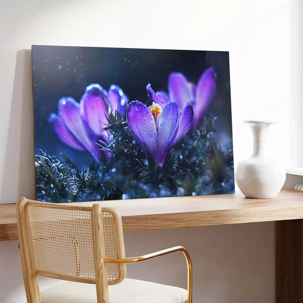 Lila Çiçekler Kanvas Tablo - Resim 3