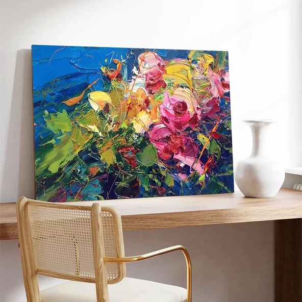 Soyut Çiçekler Bahçesi Kanvas Tablo - Resim 3