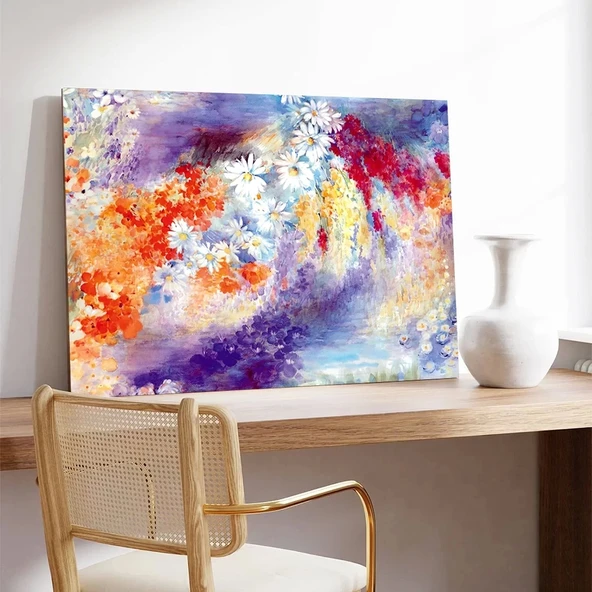 Soyut Rengarenk Çiçekler Kanvas Tablo - Resim 3