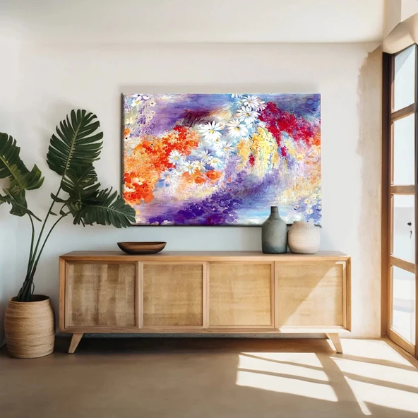 Soyut Rengarenk Çiçekler Kanvas Tablo ürün görseli