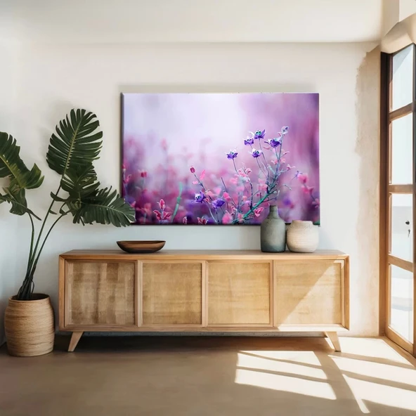 Mor Çiçekler Kanvas Tablo ürün görseli