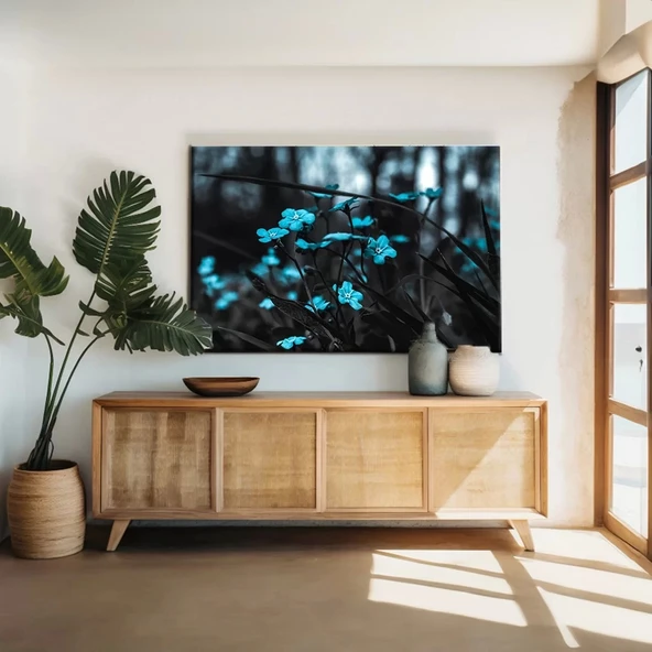 Tarladaki Mavi Çiçekler Kanvas Tablo ürün görseli