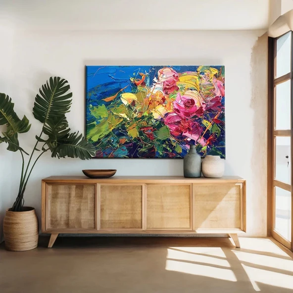 Soyut Çiçekler Bahçesi Kanvas Tablo ürün görseli