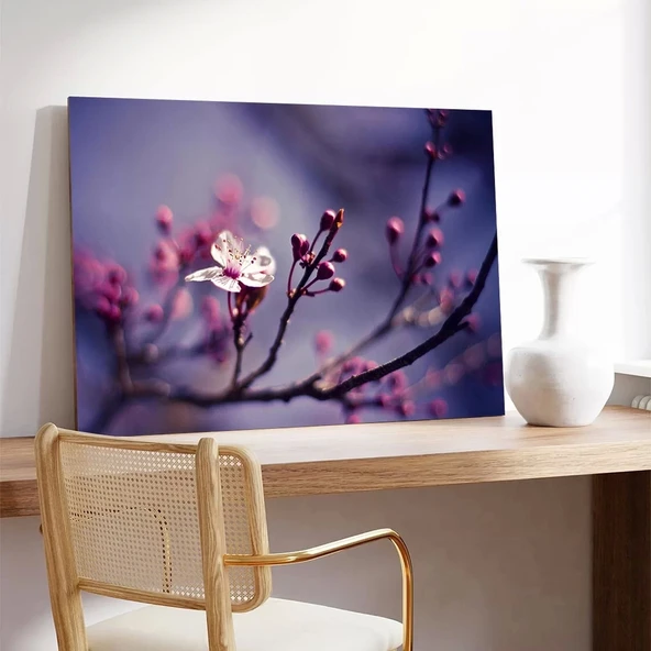 Beyaz Pembe Çiçek Kanvas Tablo - Resim 3