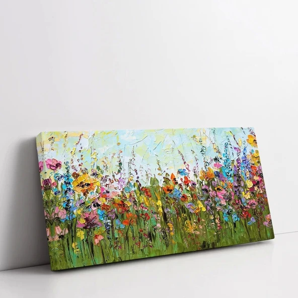 Soyut Kalın Çiçekler Kanvas Tablo - Resim 2