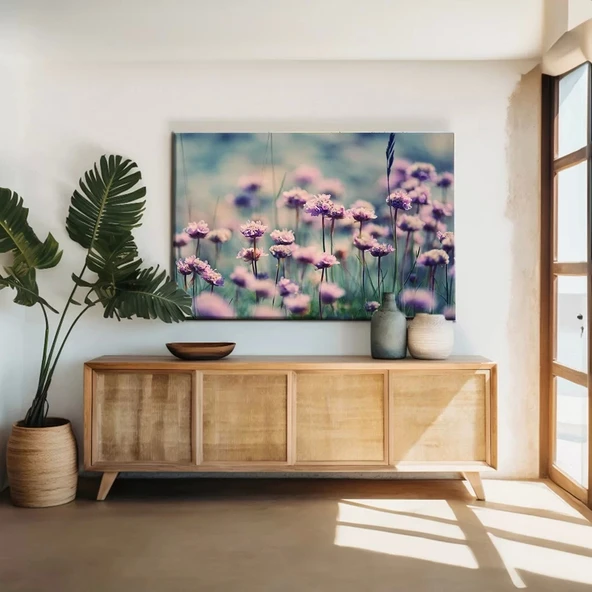 Mor Çiçek Tarlası Kanvas Tablo ürün görseli