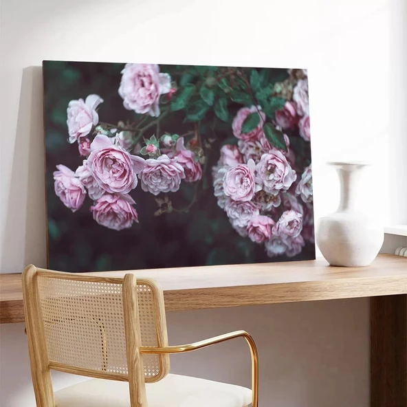 Pembe Güller Tarlası Kanvas Tablo - Resim 3