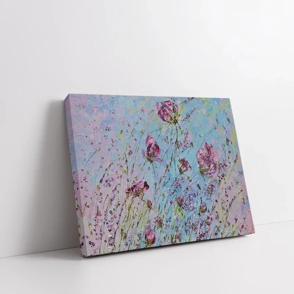 Soyut Pembe Çiçek Kanvas Tablo - Resim 2