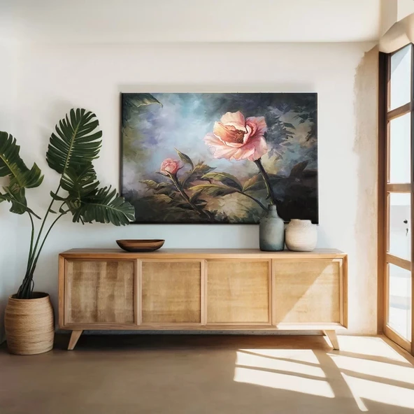 Soyut Pembe Gül Kanvas Tablo ürün görseli