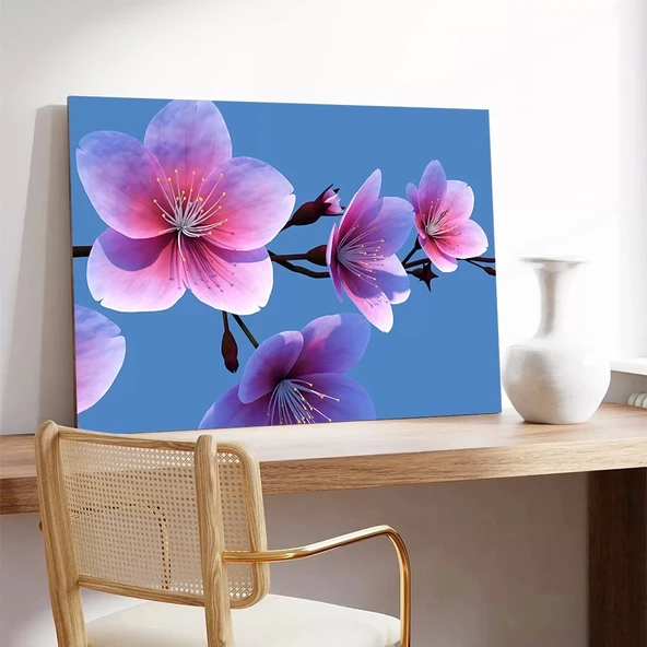 Pembe Çiçekler Kanvas Tablo - Resim 3