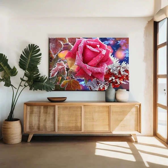 Soyut Pembe Gül Kanvas Tablo ürün görseli