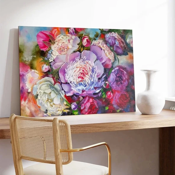 Rengarenk Çiçekler Tarlası Kanvas Tablo - Resim 3