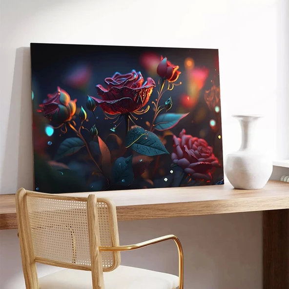 Soyut Gül Çiçeği Kanvas Tablo - Resim 3