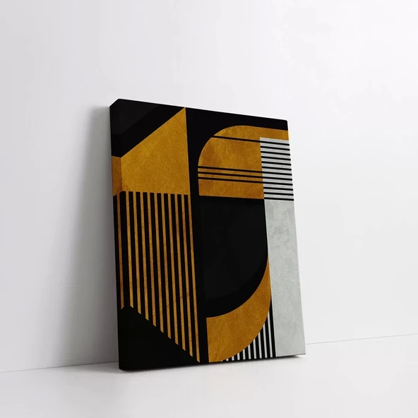 Sarı Siyah Geometrik Kanvas Tablo - Resim 2