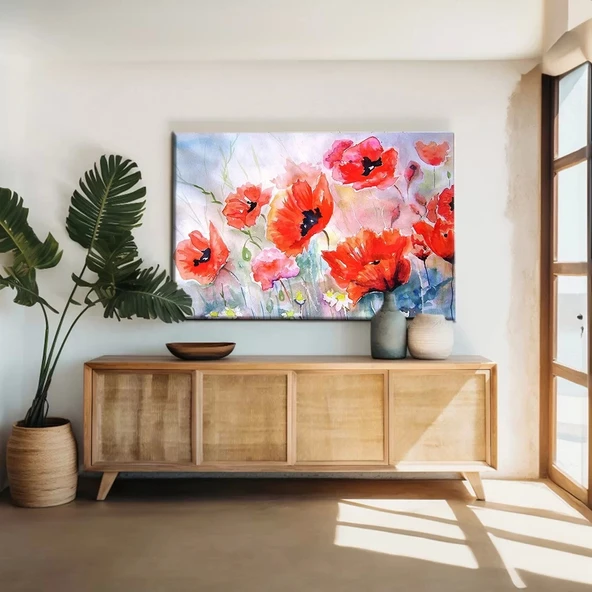 Kırmızı Gelincikler Kanvas Tablo ürün görseli