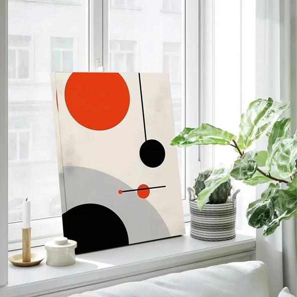 Siyah Kırmızı Daireler Kanvas Tablo - Resim 3