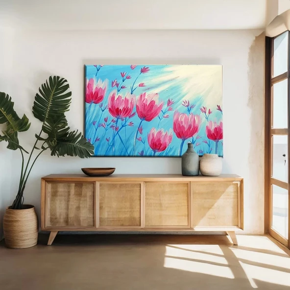 Pembe Laleler Kanvas Tablo ürün görseli