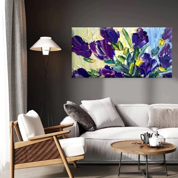 Mor Çiçek Kanvas Tablo - Resim 3