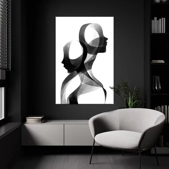 Siyah Beyaz Heykel Kanvas Tablo ürün görseli