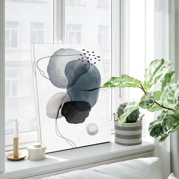 Suluboya Mavi Desenli Kanvas Tablo - Resim 3