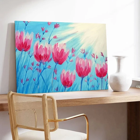 Pembe Laleler Kanvas Tablo - Resim 3