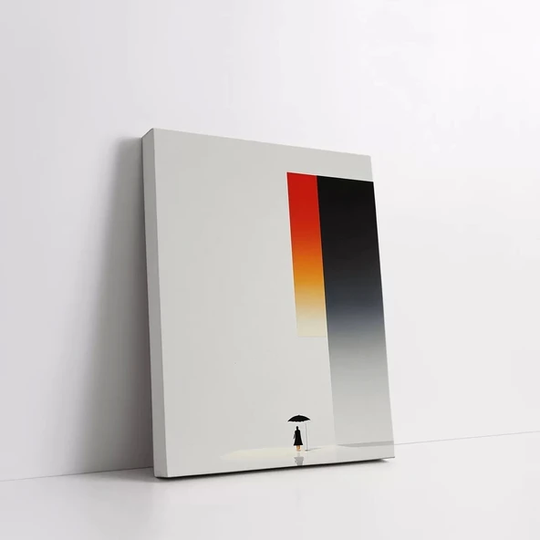 Renkli Şemsiyeli Kadın Kanvas Tablo - Resim 3