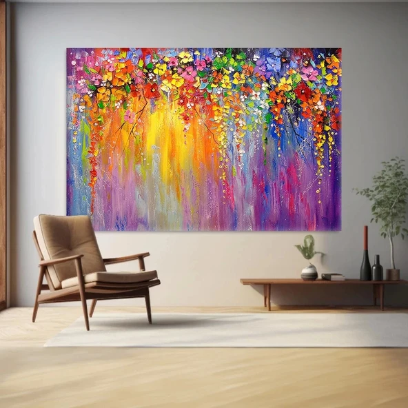 Renk Dolu Çiçekler Kanvas Tablo ürün görseli