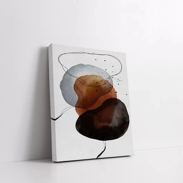 Suluboya Kahverengi Desenli Kanvas Tablo - Resim 2