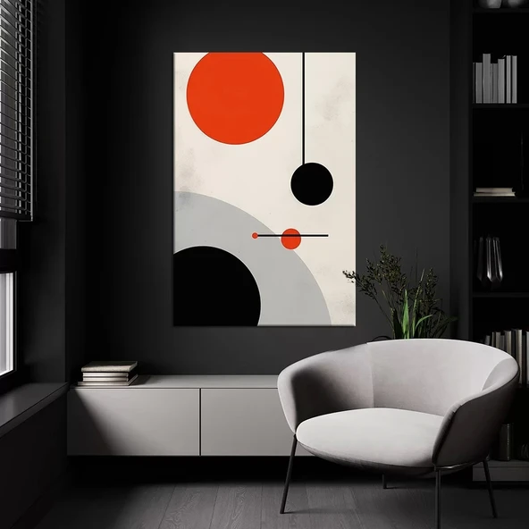 Siyah Kırmızı Daireler Kanvas Tablo ürün görseli