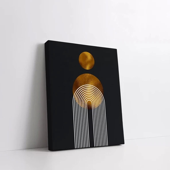 Siyah Zemin Beyaz ve Gold Kanvas Tablo - Resim 2