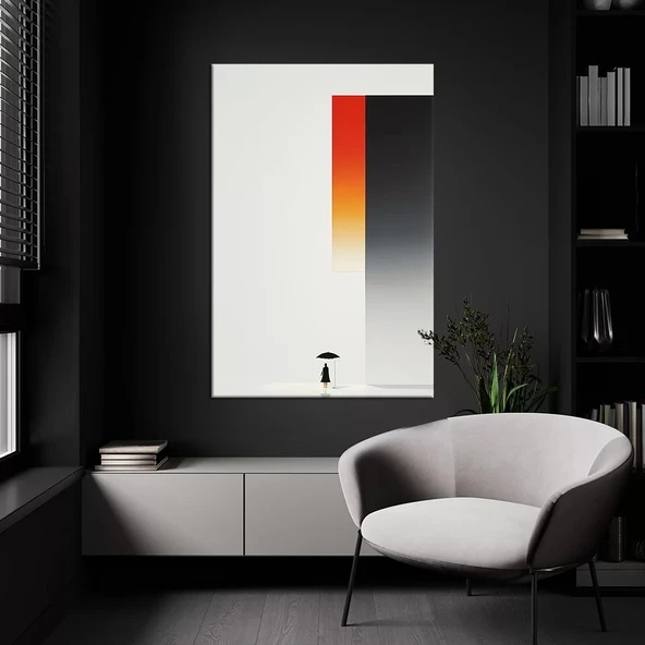 Renkli Şemsiyeli Kadın Kanvas Tablo ürün görseli