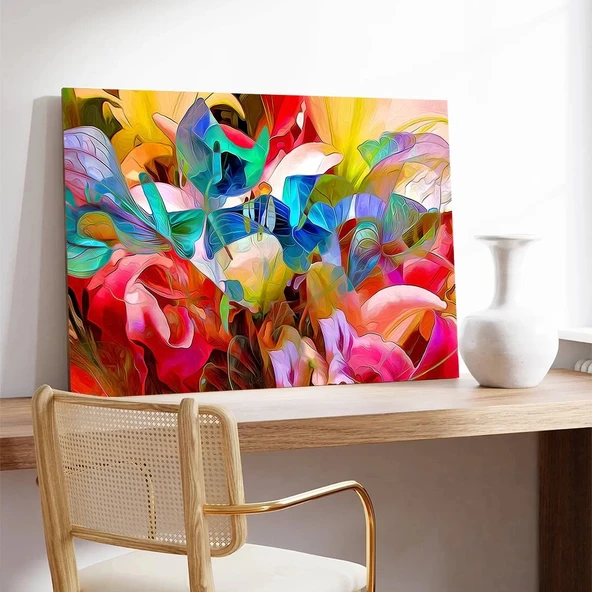 Renkli Çiçekler Kanvas Tablo - Resim 3